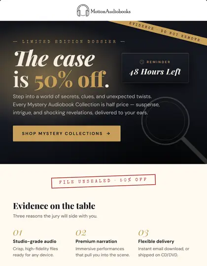 Motion Audiobooks email design by EmailDesign